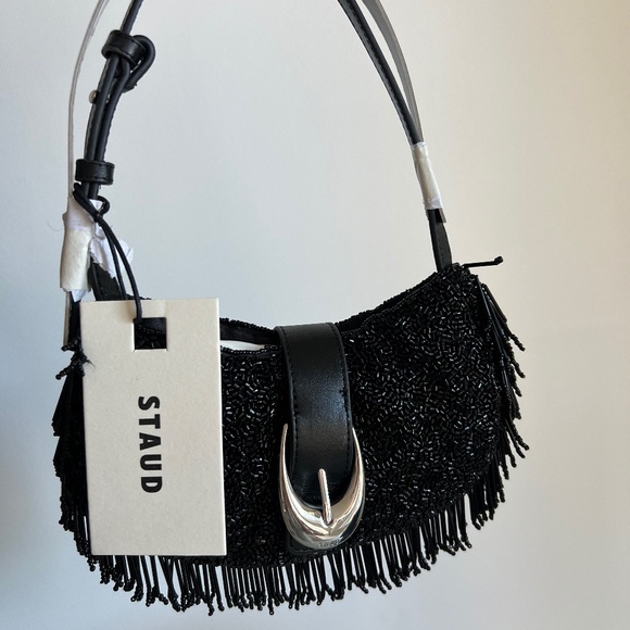 STAUD Alana Black Fringe Bag - Picture 1 of 12